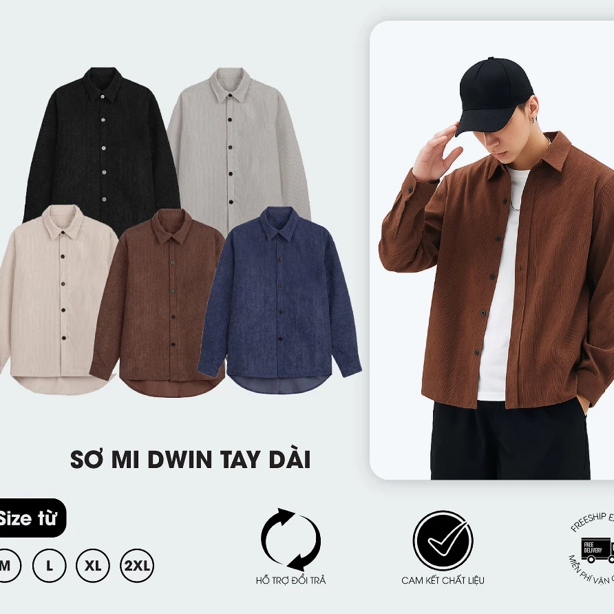 [Painn] DWIN เสื้อเชิ้ตแขนยาวธรรมดาพื้นฐานสําหรับผู้ชายและผู้หญิงทําจากกํามะหยี่ต่อต้านริ้วรอยคุณภาพ