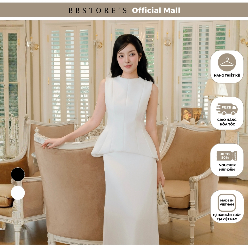 [BBSTORES] เสื้อเบลาส์คอกลม Peplum Silk Gold ของแท้ - AAB05B