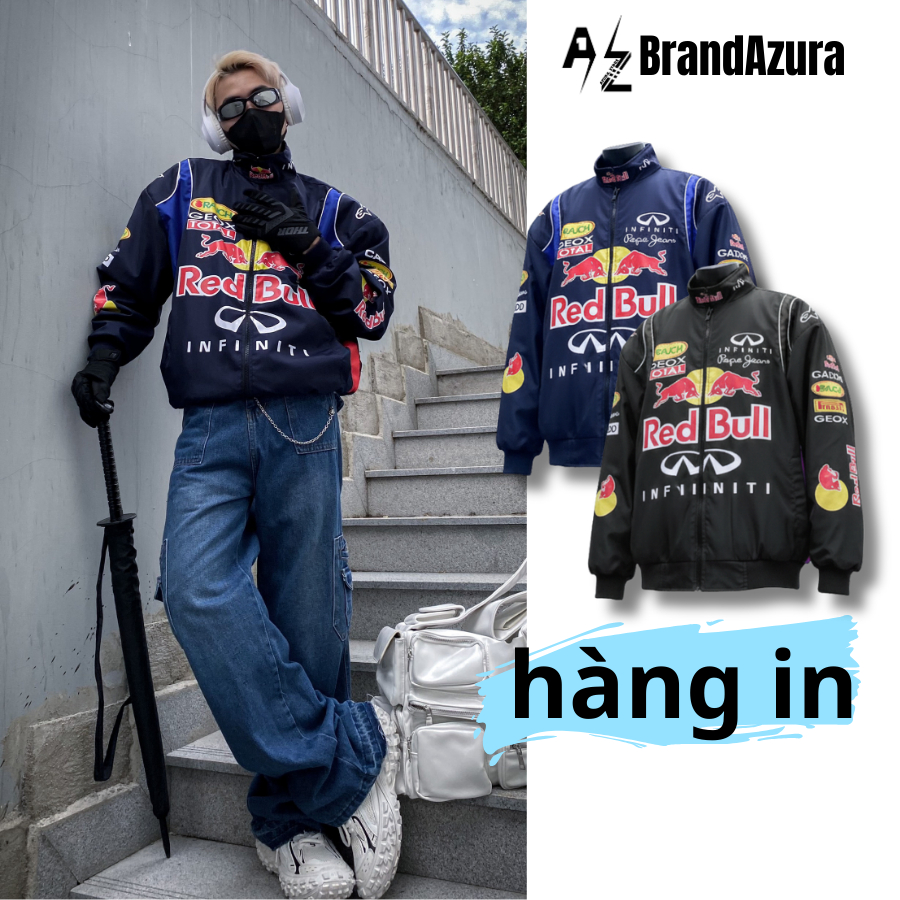 Red Bull Biker Racing Jacket 2 ชั้นโลโก้พิมพ์หลวม Format Unisex ผู้ชายผู้หญิง - BrandAzura