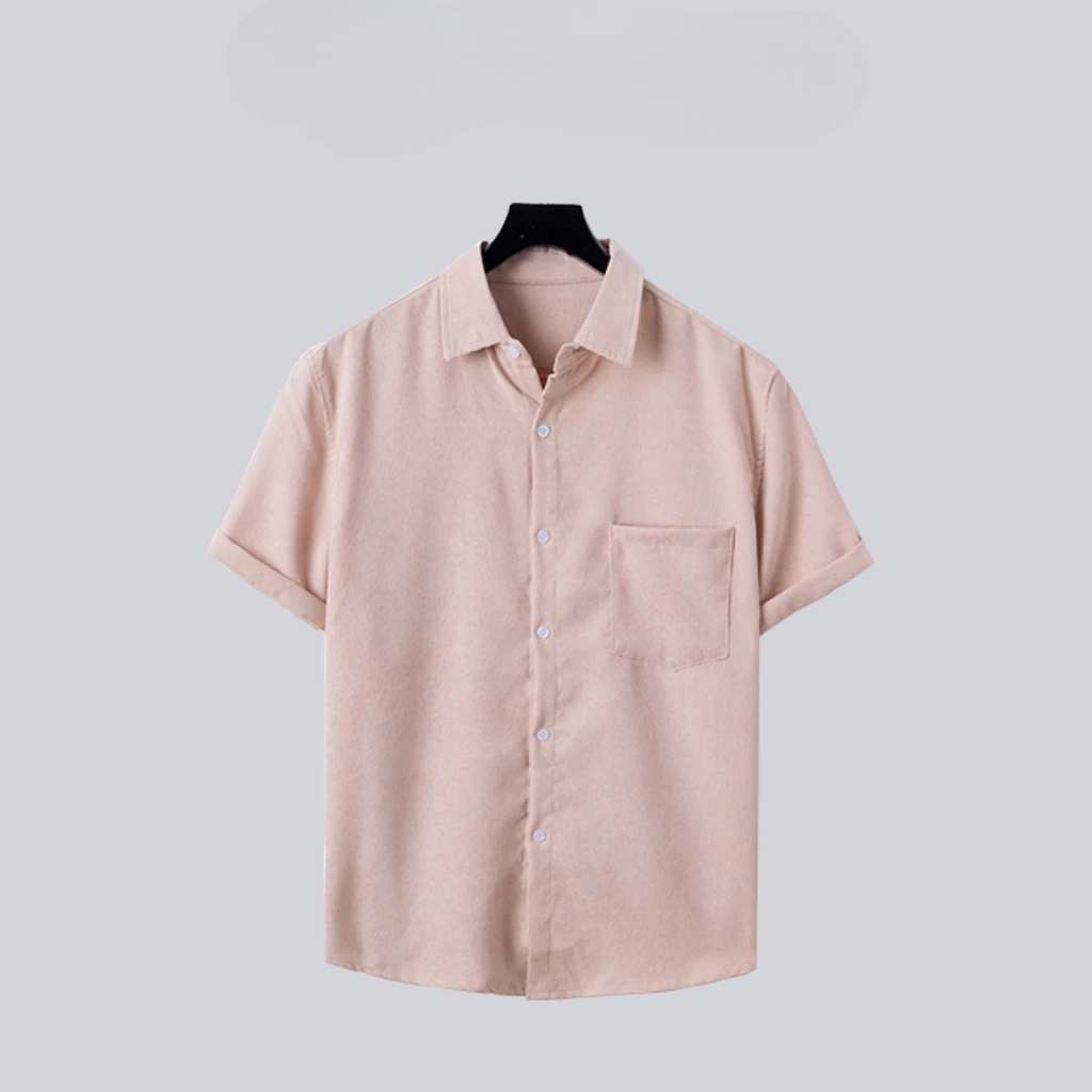 [Peinn] เสื้อเชิ้ตกํามะหยี่คุณภาพสูง Dwin แขนสั้นสําหรับผู้ชายกันลื่นขั้นพื้นฐานธรรมดา