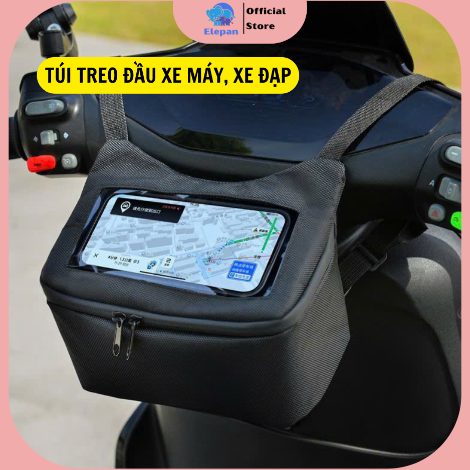 ELEPAN กระเป๋าหัวรถจักรยานยนต์สะดวก Google Map Phone Hanging Bag
