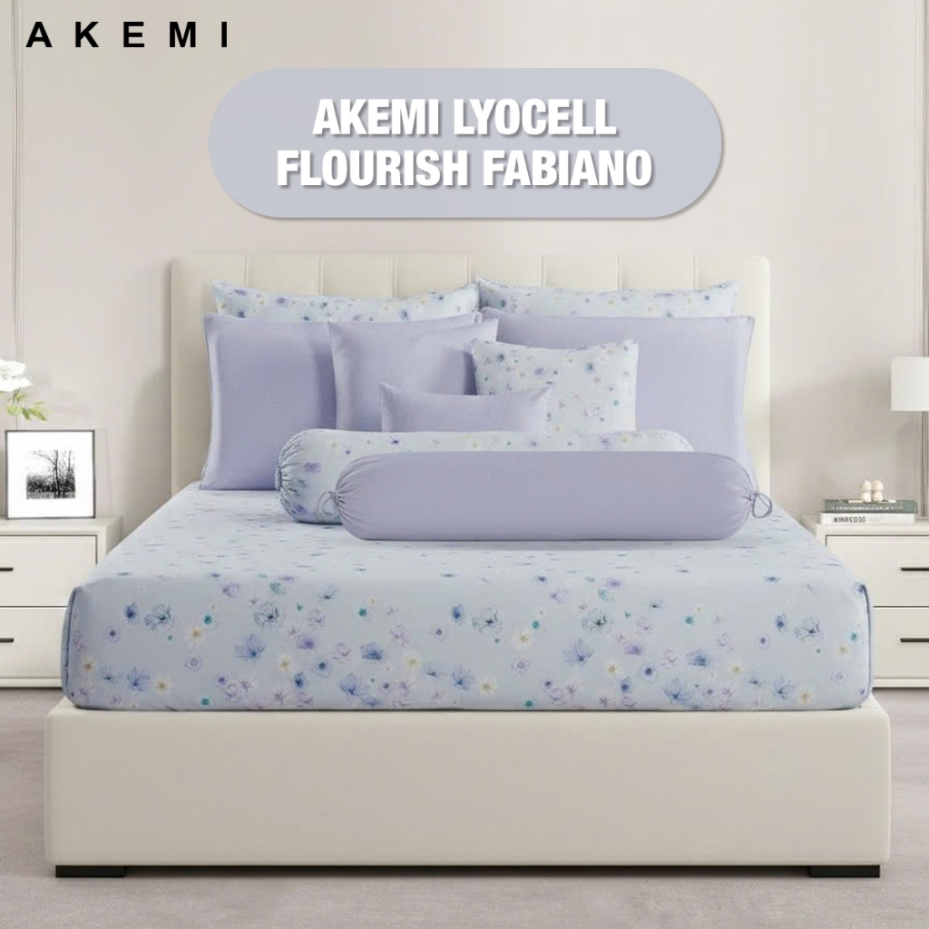 AKEMI Lyocell Flourish ชุดเครื่องนอน 5 ชิ้นระดับพรีเมียม 2 สี 900 TC Lyocell ผ้า นุ่ม เย็นสบาย ซึมซั