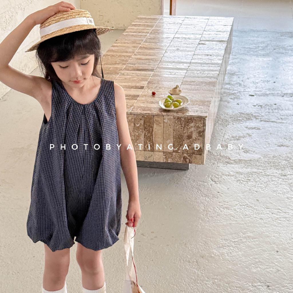 (QCCC) 2026 Huzhou Zhili สไตล์เกาหลีเด็กผู้หญิงเสื้อผ้าเด็กฤดูร้อนจั๊มสูทแขนสั้นกางเกงขาสั้นฤดูร้อน