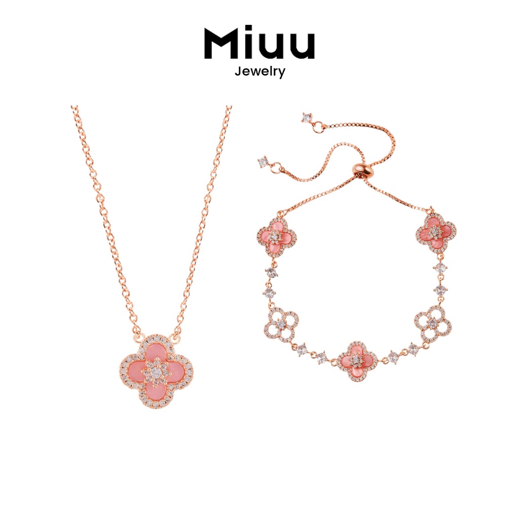 Miuu Jewelry สร้อยข้อมือและสร้อยคอผู้หญิง ชุดเครื่องประดับดอกซากุระ Sakura II FSC 11