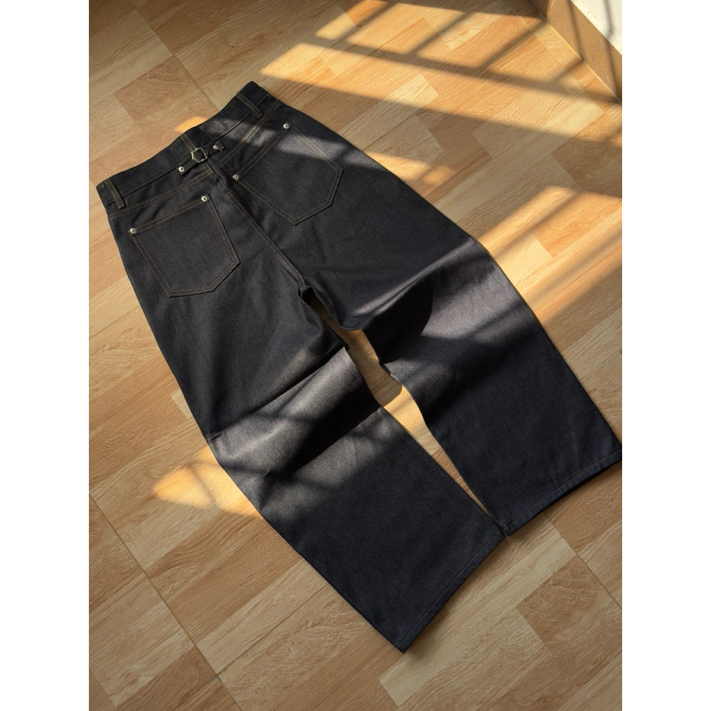 RAW DENIM BAGGY FORM JEANS 13oz – THEBROTHERS | Heritage Back Cinch BAGGY DENIM