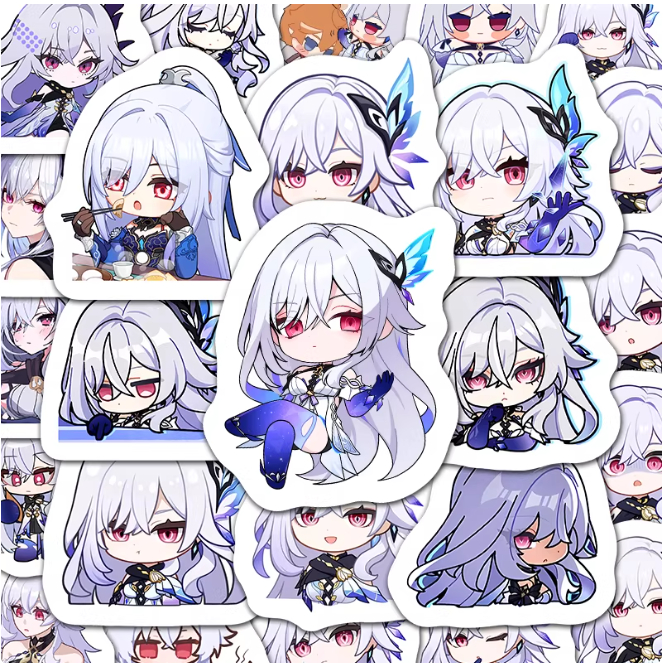 สติ๊กเกอร์ Skirk Jingliu HSR Genshin mix 60 ชิ้น แยกชิ้น