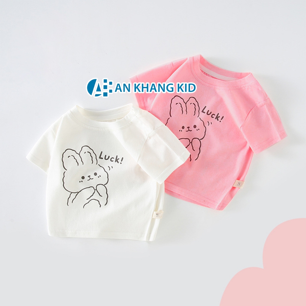 เสื้อยืดสําหรับเด็กผู้หญิง 8-30kg LUCKY RABBIT ผ้าคอตตอน 2-way