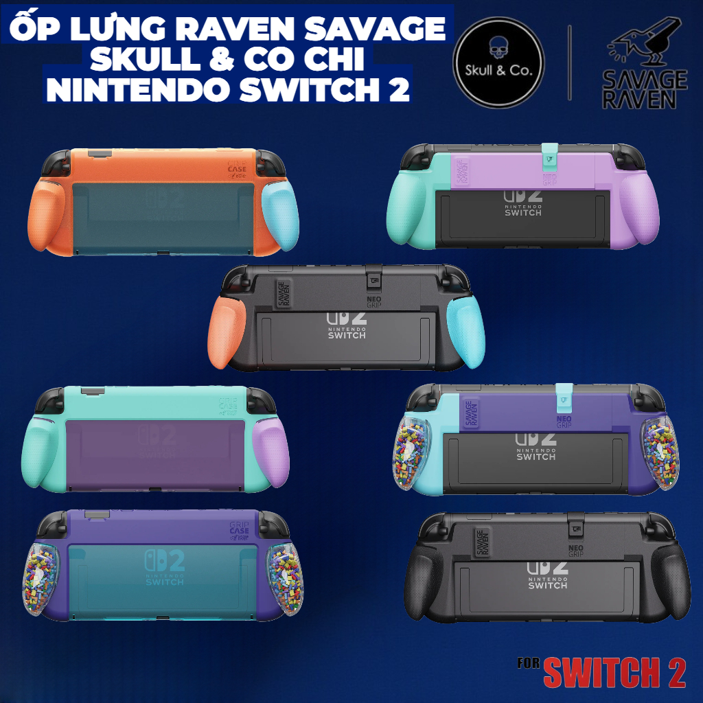 Skull & Co Raven Savage Grip Case Switch 2 และกระเป๋าสําหรับ Nintendo Switch 2