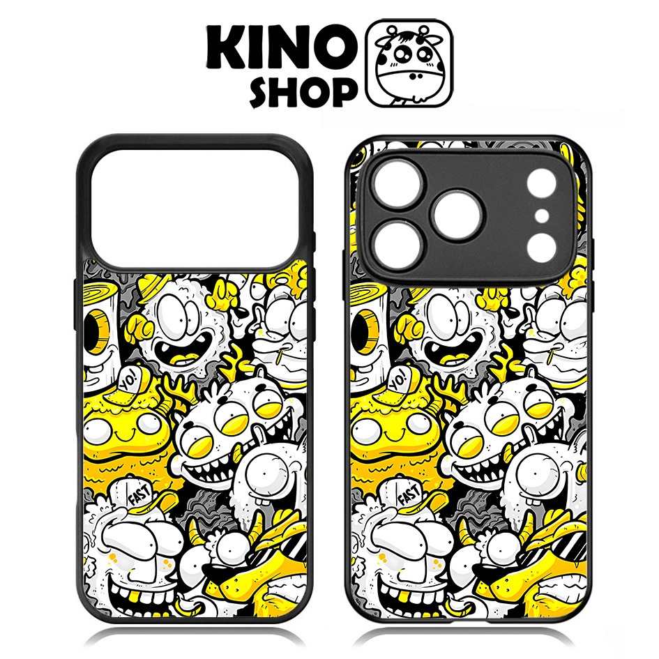 KINOSHOP เคสไอโฟน [ ZL 256 ] พิมพ์ถ่ายเทความร้อน ฝาหลังอะลูมิเนียม ยืดหยุ่น ป้องกันสีเหลือง สําหรับ 