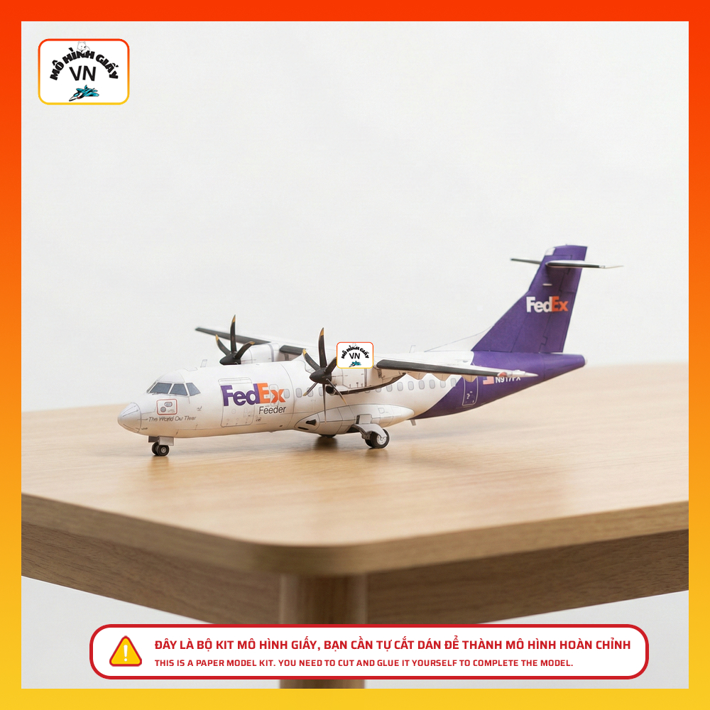ATR 42-300F FedEx เครื่องบินกระดาษชุดประกอบ 1/72 Scale คุณภาพสูงวัสดุกระดาษ - MohinhgiayVN