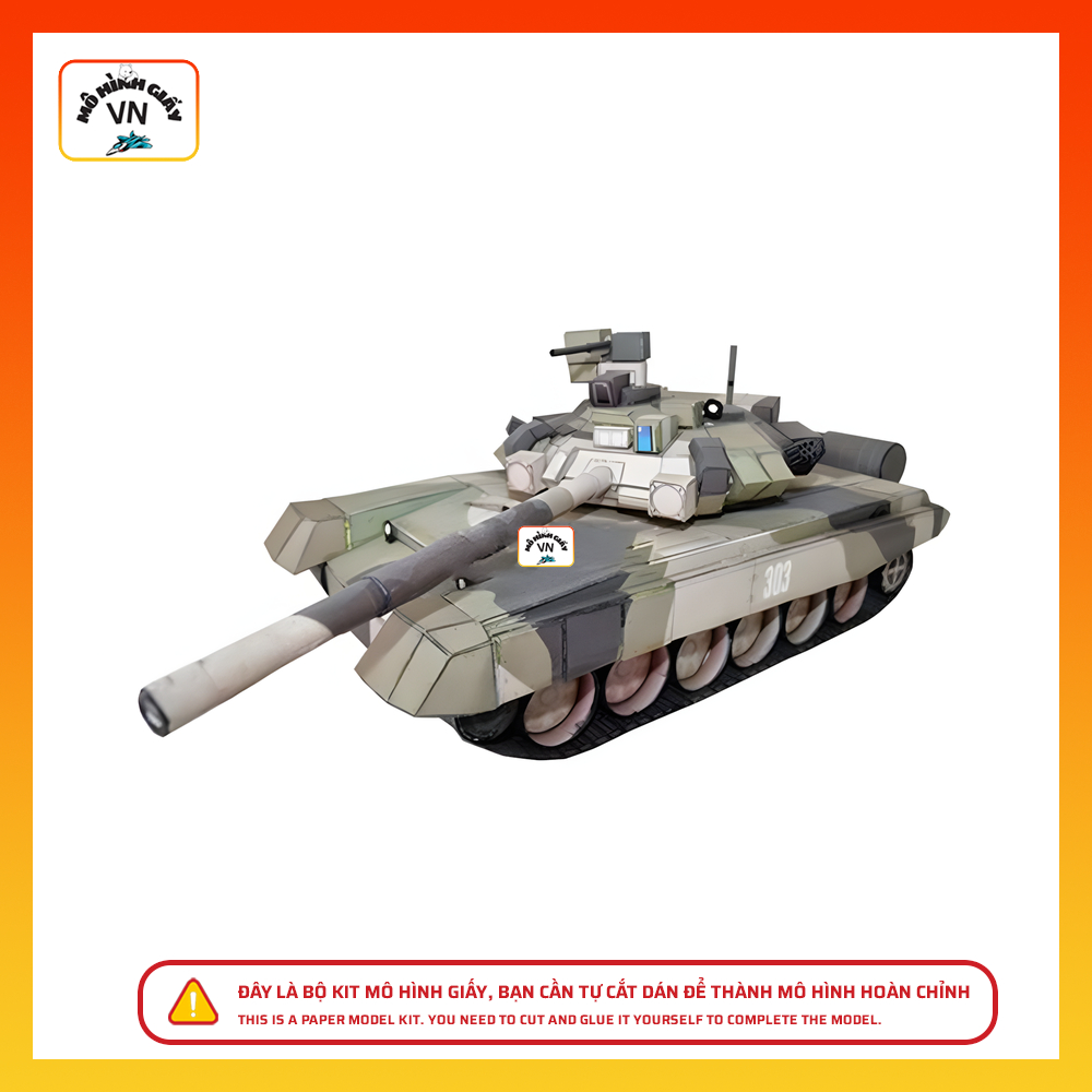 T90 Tank Paper Model Assembly Kit 1/43 Scale High Quality Paper - MohinhgiayVN