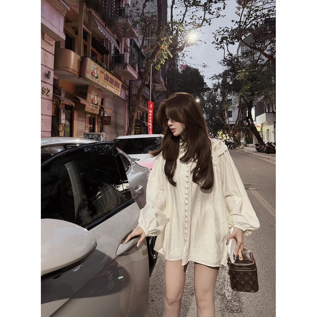 [มีจําหน่าย]•Kingshopbeauty•ชุดคอปกลูกไม้พร้อมแขนบอลและกางเกง MPB