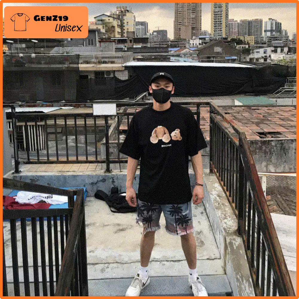 Paam Bear Mens Unisex Streetwear เสื้อยืดหลวม