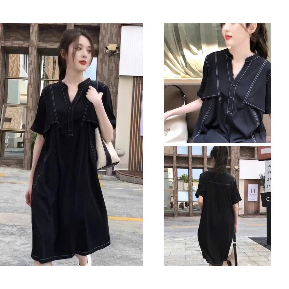 ชุดผู้หญิงพร้อมคอ SLIPPED, SHORT SLEEVES, RUNNING LUXURY THREADED WAIST