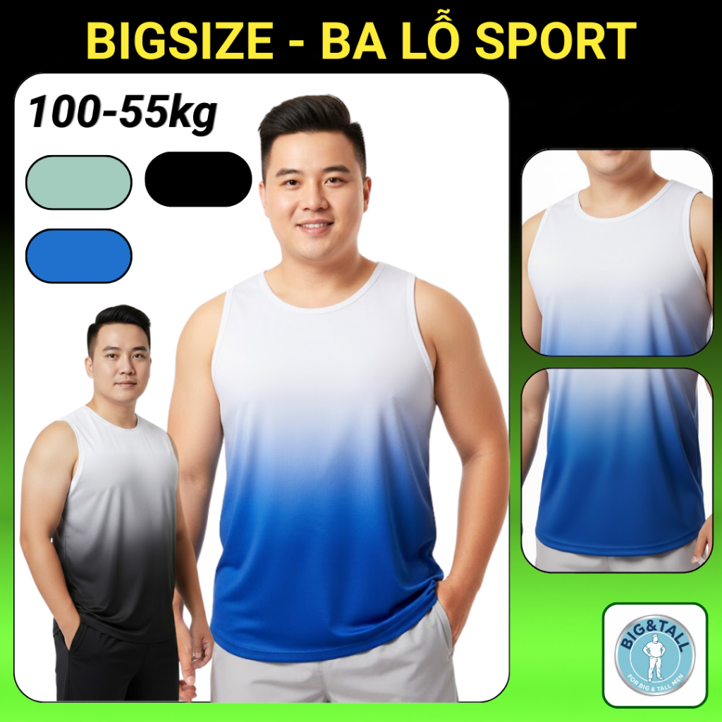 เสื้อกล้ามกีฬาผู้ชายไซส์ใหญ่ BIG&TALL BT09 แบบหลวมปิดพุง เย็นสบาย ยืด สําหรับใส่เล่น TALL ไซส์ 2XL–5
