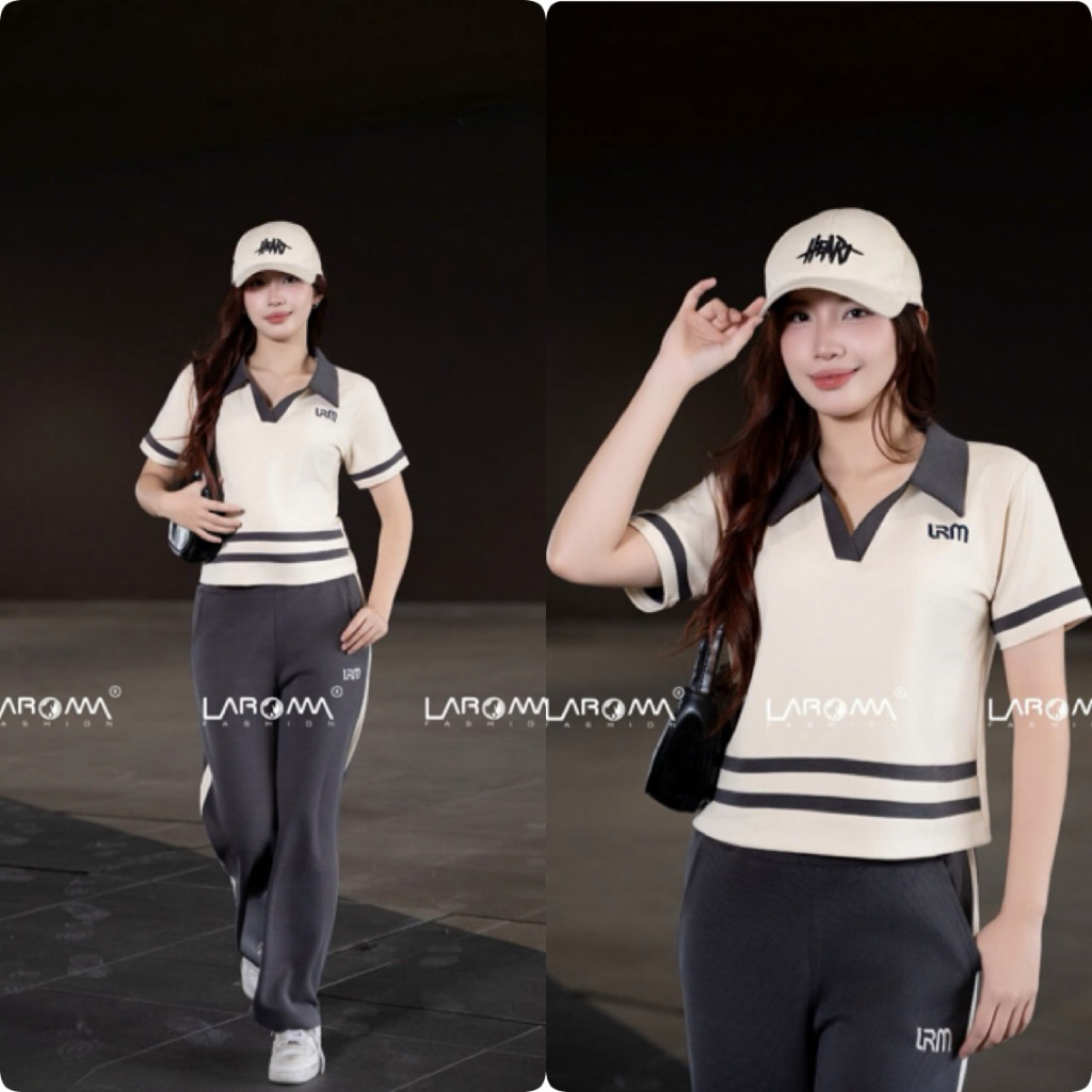 LAROMA Womens Clothing Set BN31 เสื้อเชิ้ตแขนยาวและกางเกงขาสั้น - เสื้อผ้าผู้หญิงที่ดีงาม Loose Form