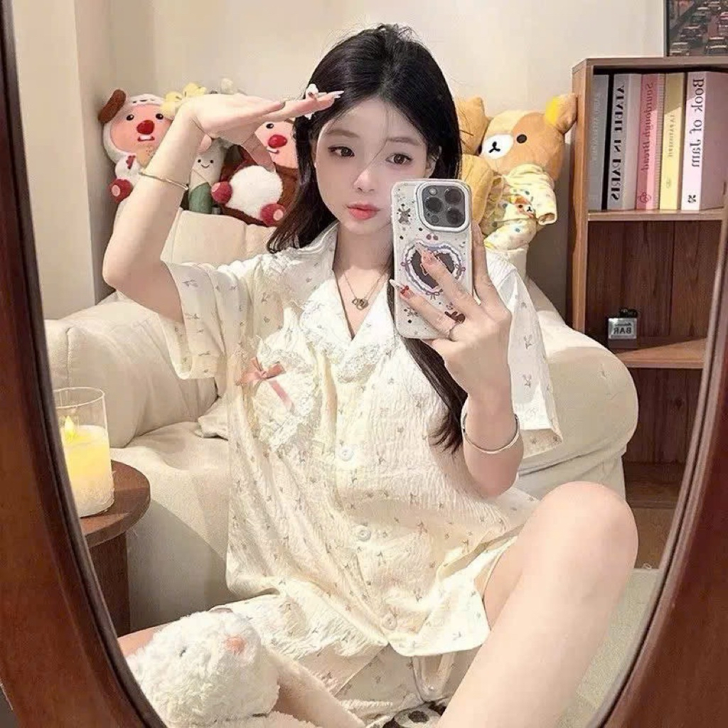 BOW FLOWER PIJAMA SET