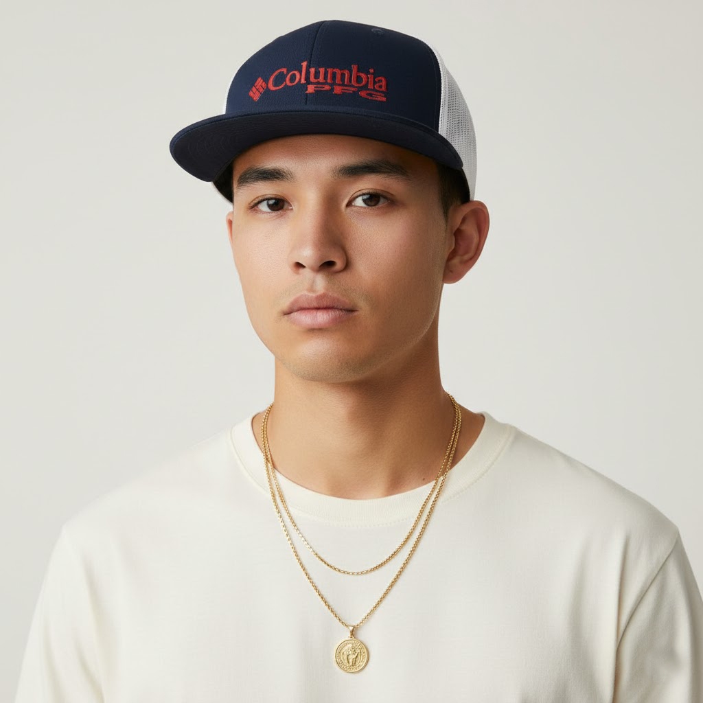 COLUMBIA PFG MES FLAT BRIM BALL CAP - ไซส์ S/M