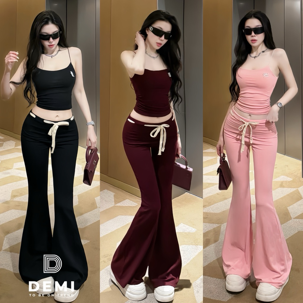 MiuMiu Set 2 ชิ้น พร้อมกางเกงบาน DEMI