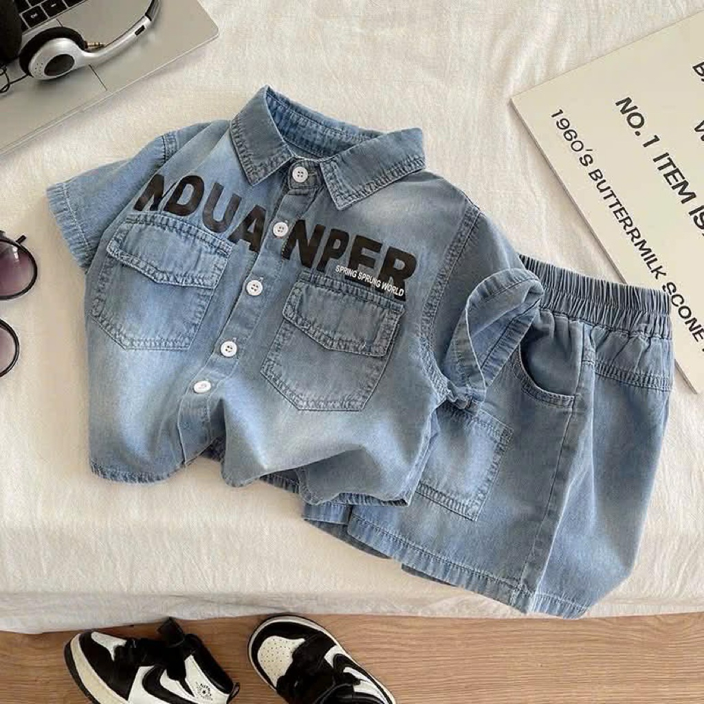 BOYS JEAN SET WITH PERSONALIZED LETTERS PRINTED SIZE 8-28kg