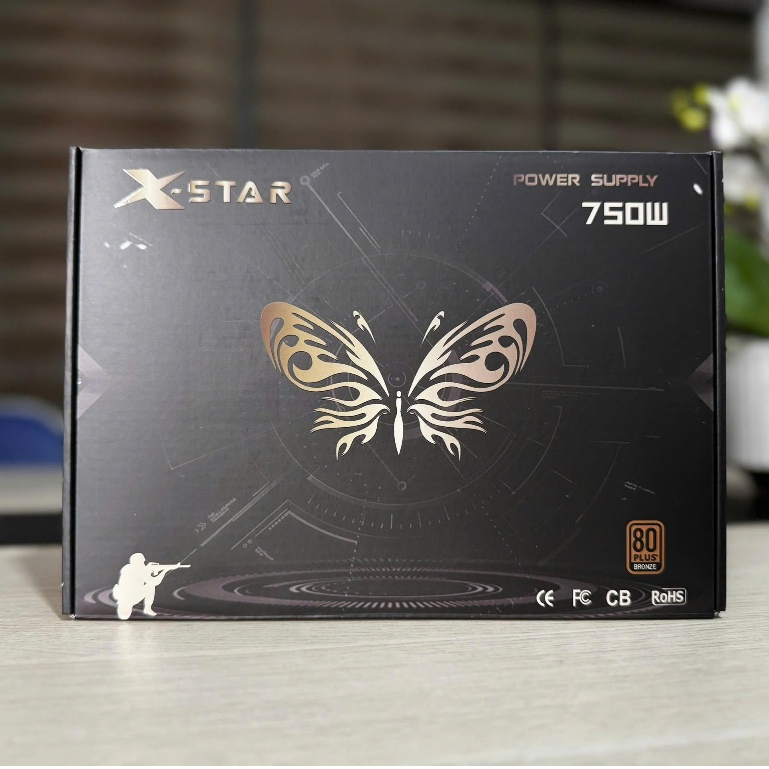 Smartlink Power Supply XSTAR 750W Pro Bronze 80 ความจุที่แข็งแกร่งกระจายความร้อนได้ดีสําหรับการเล่นเ