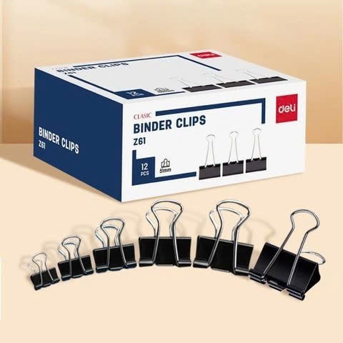 Deli Z62 Black Clip Box ขนาด 41mm (12 ชิ้น/1 กล่อง)