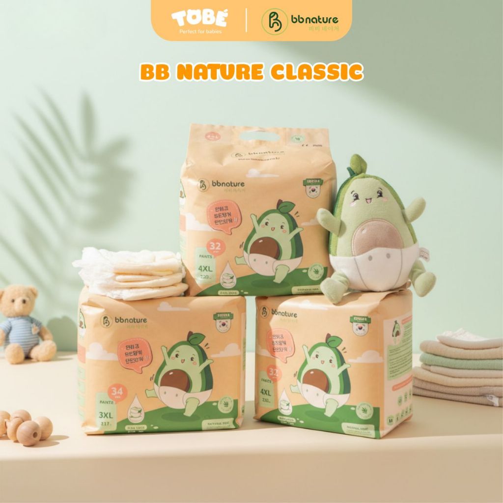 BB NATURE CLASSIC Diapers / BB CARE PLUS COMBO 2 BACKS ผ้าอ้อมไม่มีของขวัญ