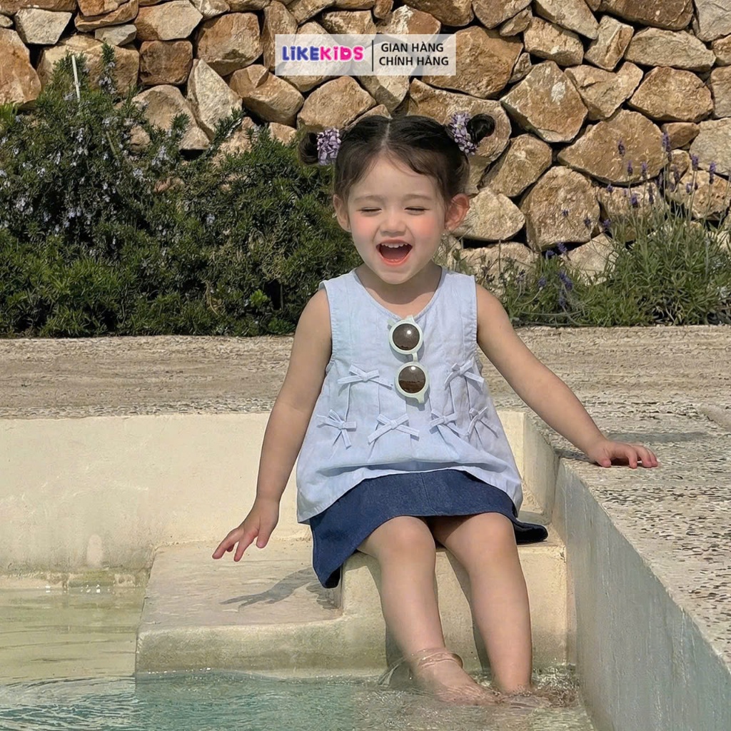 เสื้อแขนกุดฤดูร้อนสําหรับเด็กผู้หญิงลาย CROSS-BOW LikeKids E95