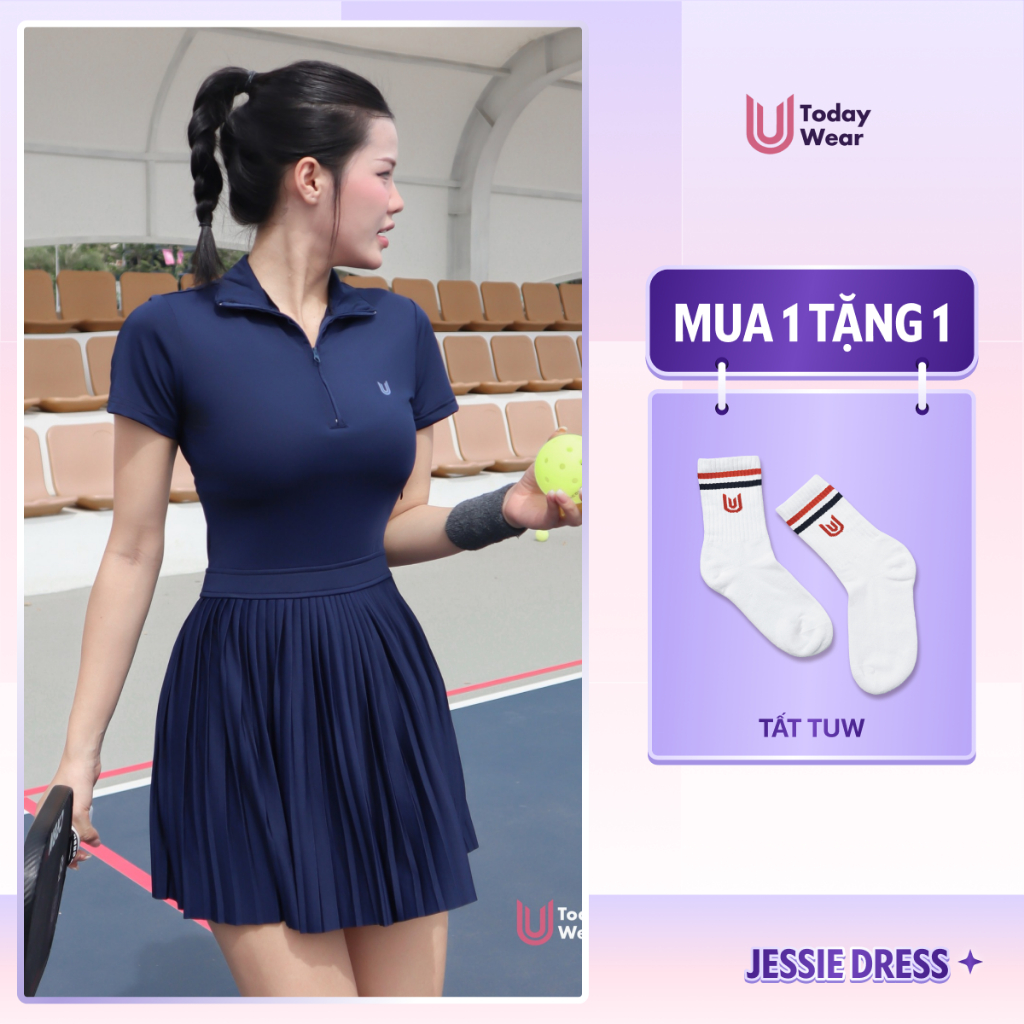 [GIVE 1 PAIR OF SOCKS] Jessie Dress Today U Wear sports pickleball tennis Dress ฟรีพร้อมกางเกงป้องกั
