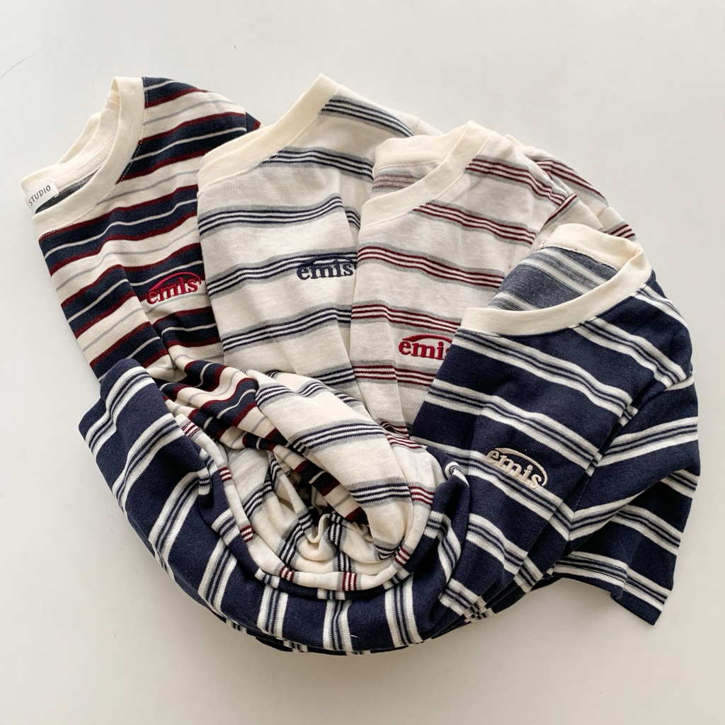 เสื้อยืดลายทาง Zinnia/basic ปัก emis วัสดุเย็นเบาๆ 2819