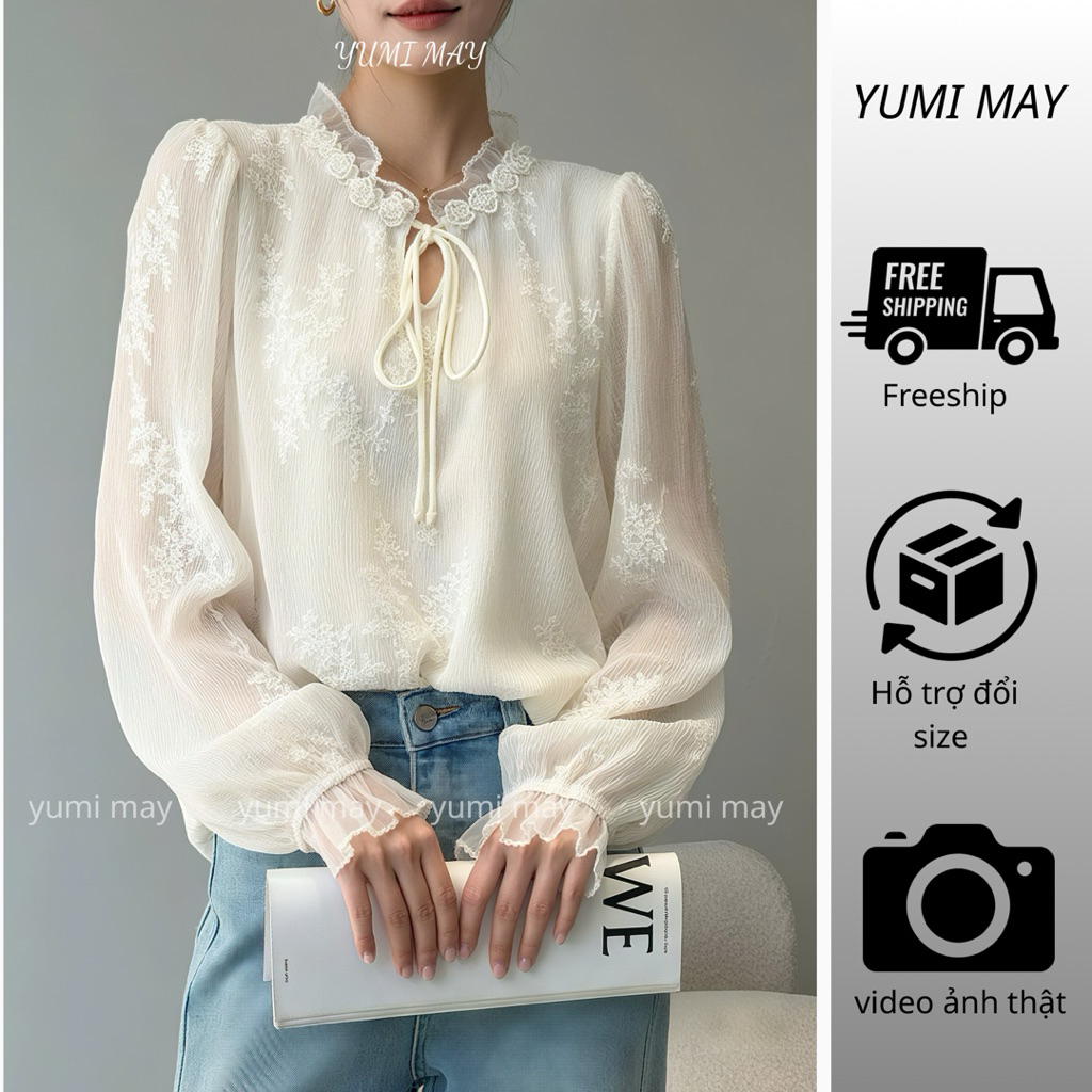 YUMI MAY - @003 เสื้อ Shrug (QCC 100%) แขนยาวและคอปกตัวเค็ม 2 ชั้น แบบ 1