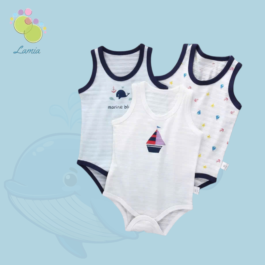 ชุดบอดี้สูทฤดูร้อน 3 ชิ้น made in Japan ลายน่ารัก สําหรับเด็กทารกแรกเกิดผู้ชาย 35BDS