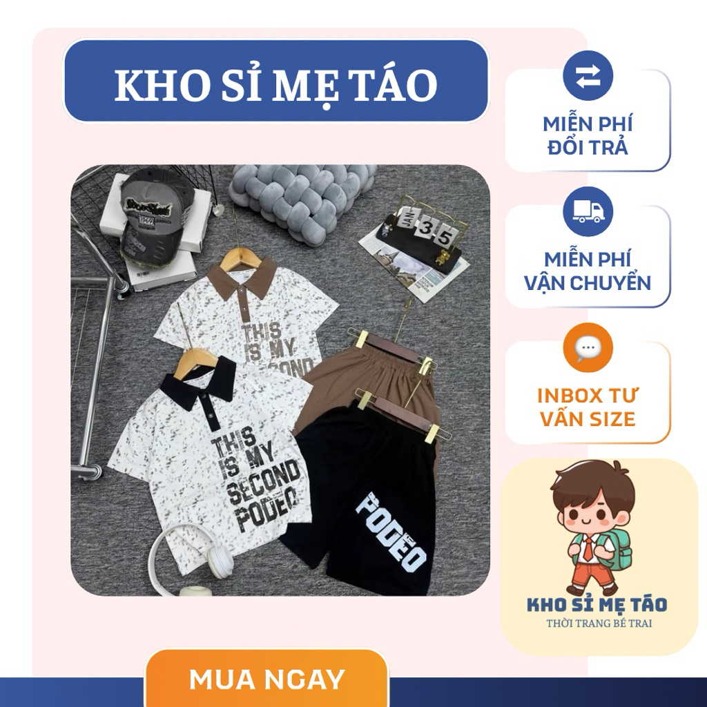 18-60กิโลกรัม. ชุดโปโลแขนสั้น Po.deo มีกระเป๋ากล่อง ผ้าคอตตอนยืด 4 ทาง