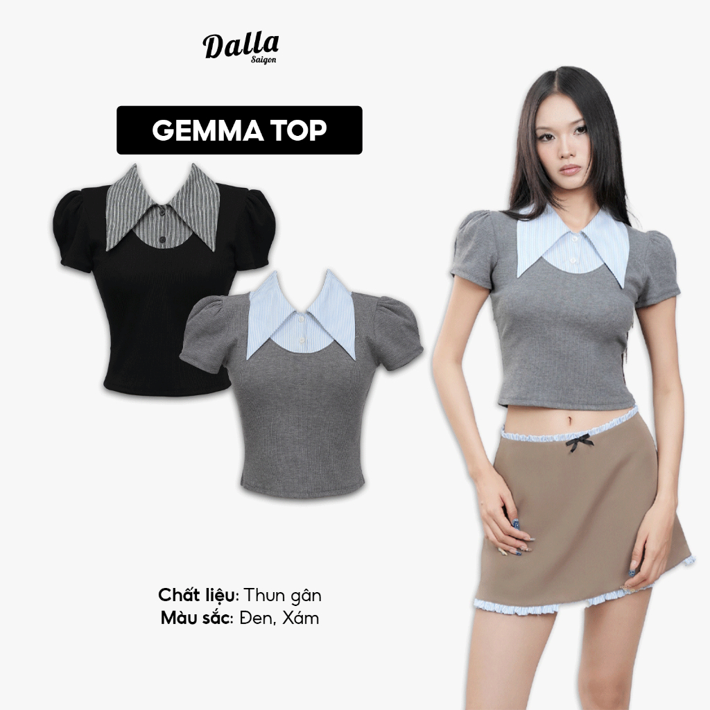 DALLA เสื้อยืดแขนสั้นคอปก (AT07) HOT!