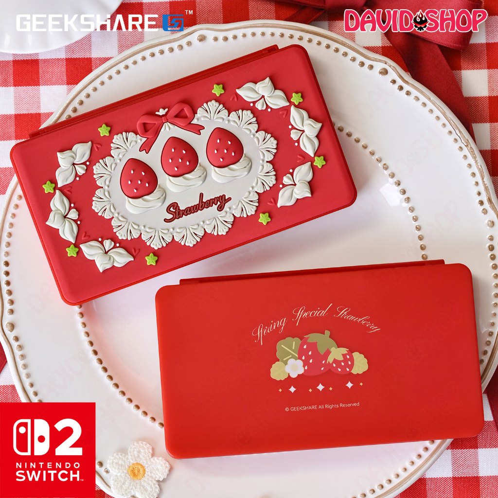 เคสเทปและการ์ดหน่วยความจํา microSD (GeekShare) Strawberry - Nintendo Switch 2 / Nintendo Switch OLED