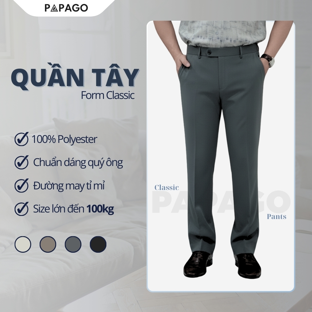 [ใหม่] PAPAGO กางเกงผู้ชายวัยกลางคนน้ําหนักเบายืดทรงตรงสําหรับพ่อ - P25QT001