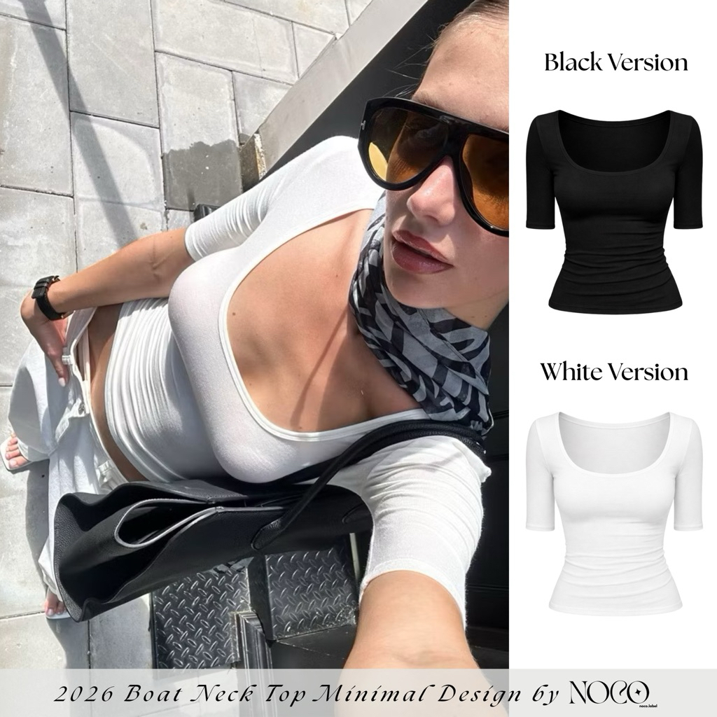 Helly Top - เสื้อยืดแขนสั้นคอเหลี่ยม by noco.label Soft Borib Material Basic Minimal Style