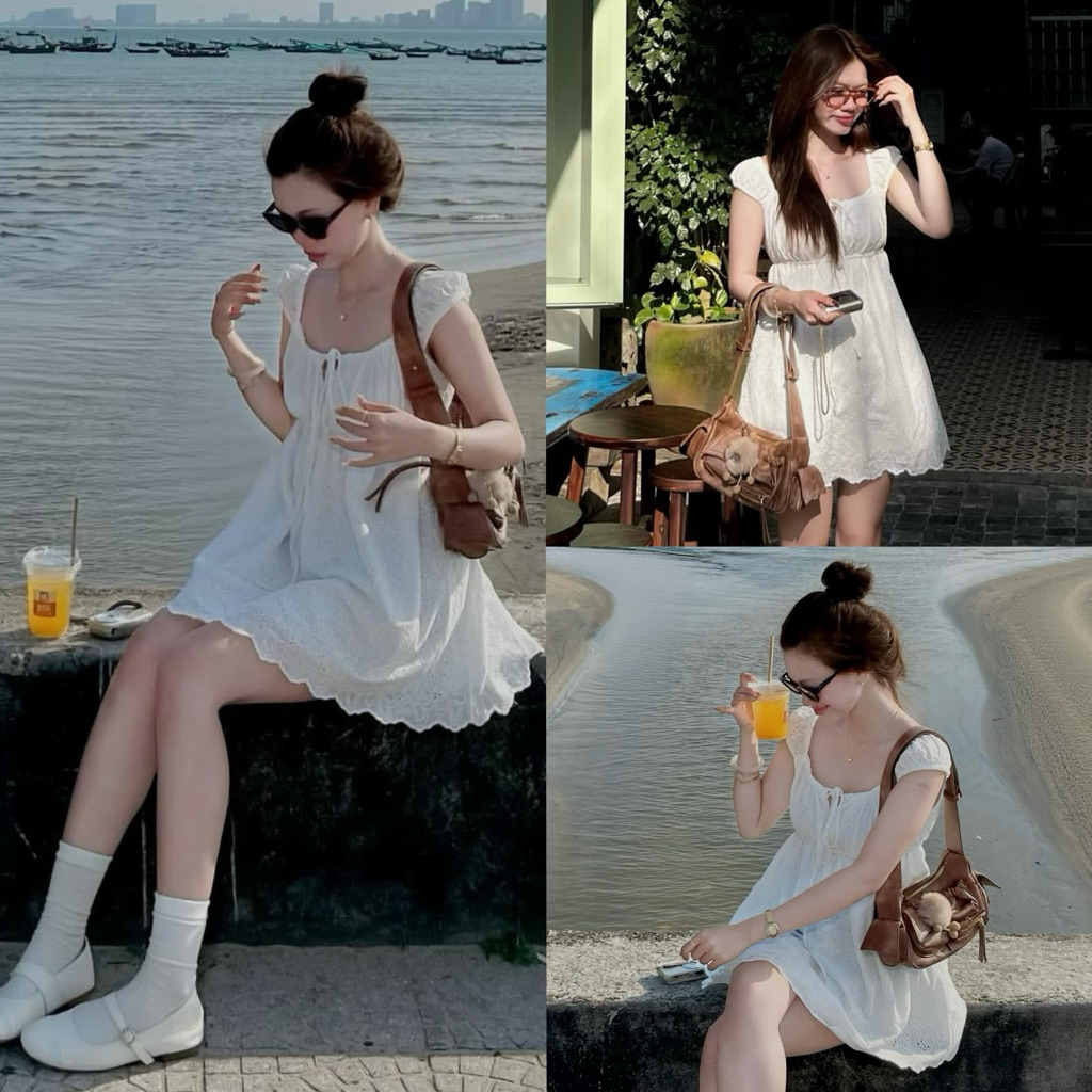 (OLDSCHOOL PHOTO) ชุดเดรสลูกไม้ปักลายดอกไม้แบบสั้น 2 สไตล์ DAISY DRESS