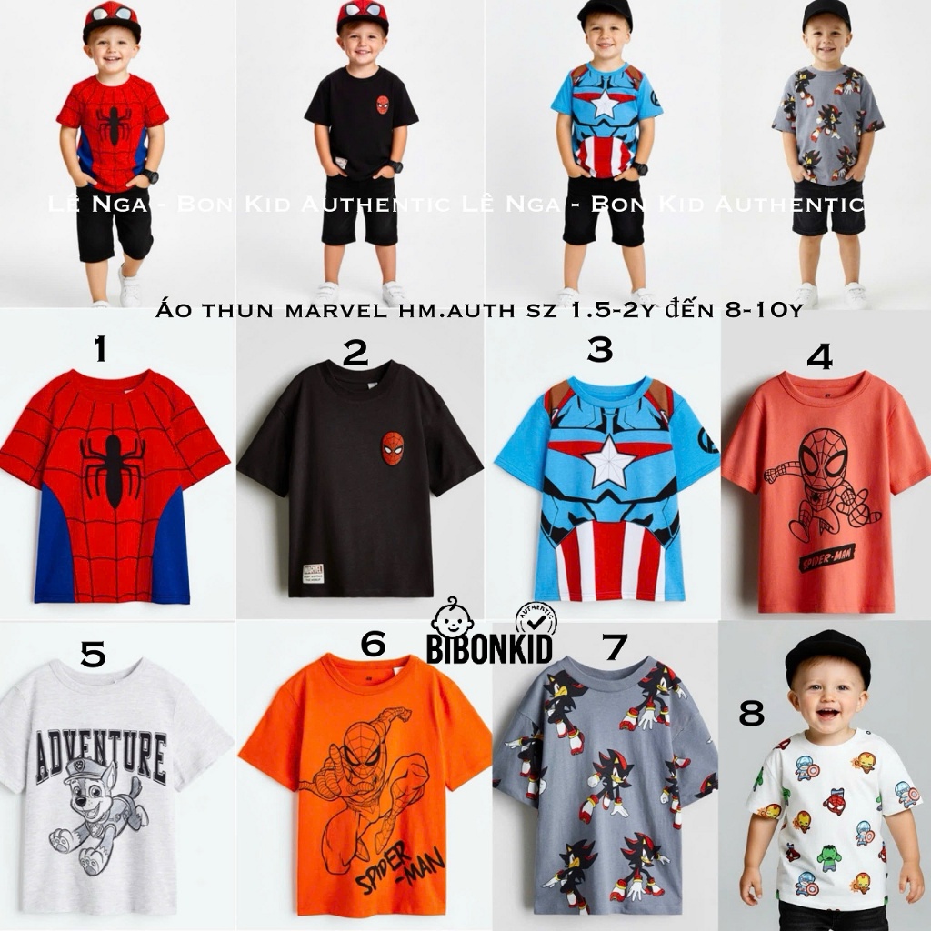 [Bibonkid] เสื้อยืด MAR.VE.L HM US/JAPAN ไซส์ 1.5-2y, 2-4y, 4-6y, 6-8y, 8-10y