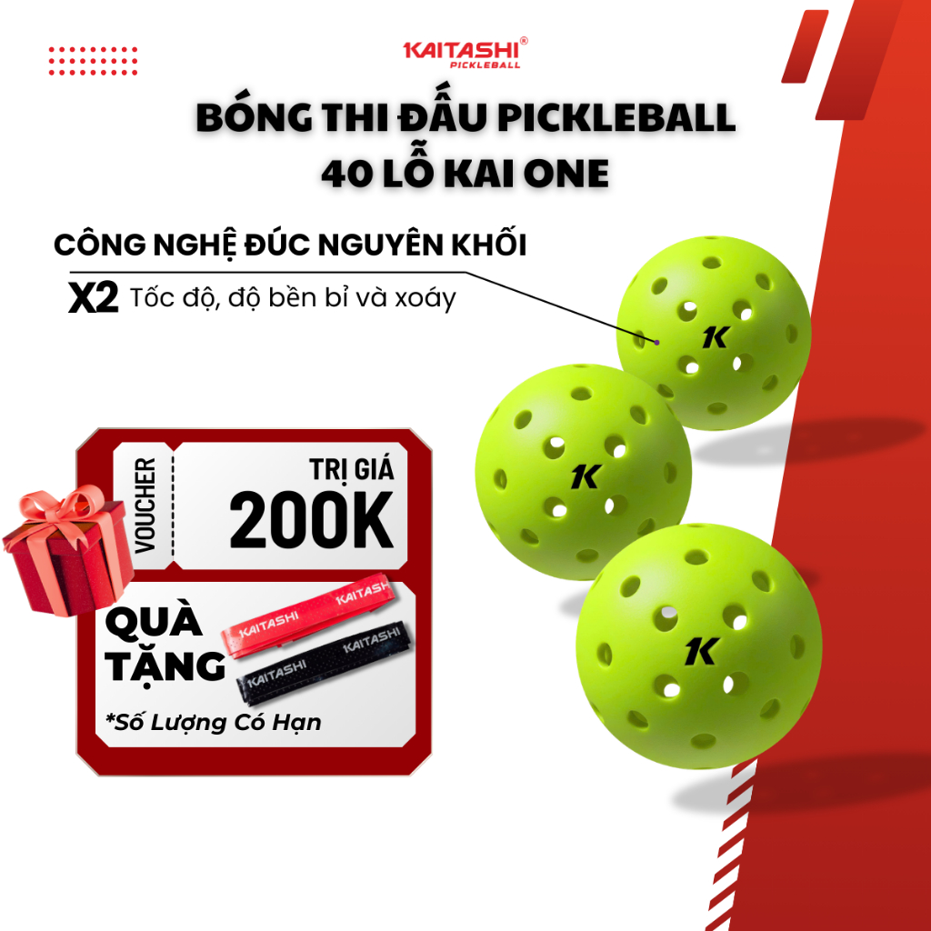 Kai One competition pickleball ball 40 หลุม - มาตรฐานสากล - เด้งมั่นคง เหมาะสําหรับการเล่นทุกระดับ