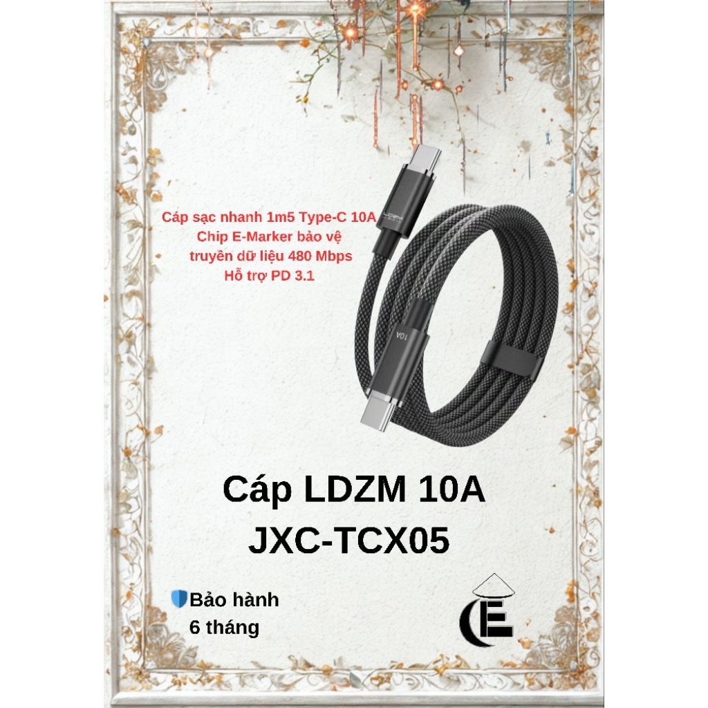 สาย LDZM 10A JXC - TCX05 1m5 รองรับสูงสุดเมื่อมาพร้อมกับเครื่องชาร์จเร็วสําหรับโทรศัพท์กําลังสูง