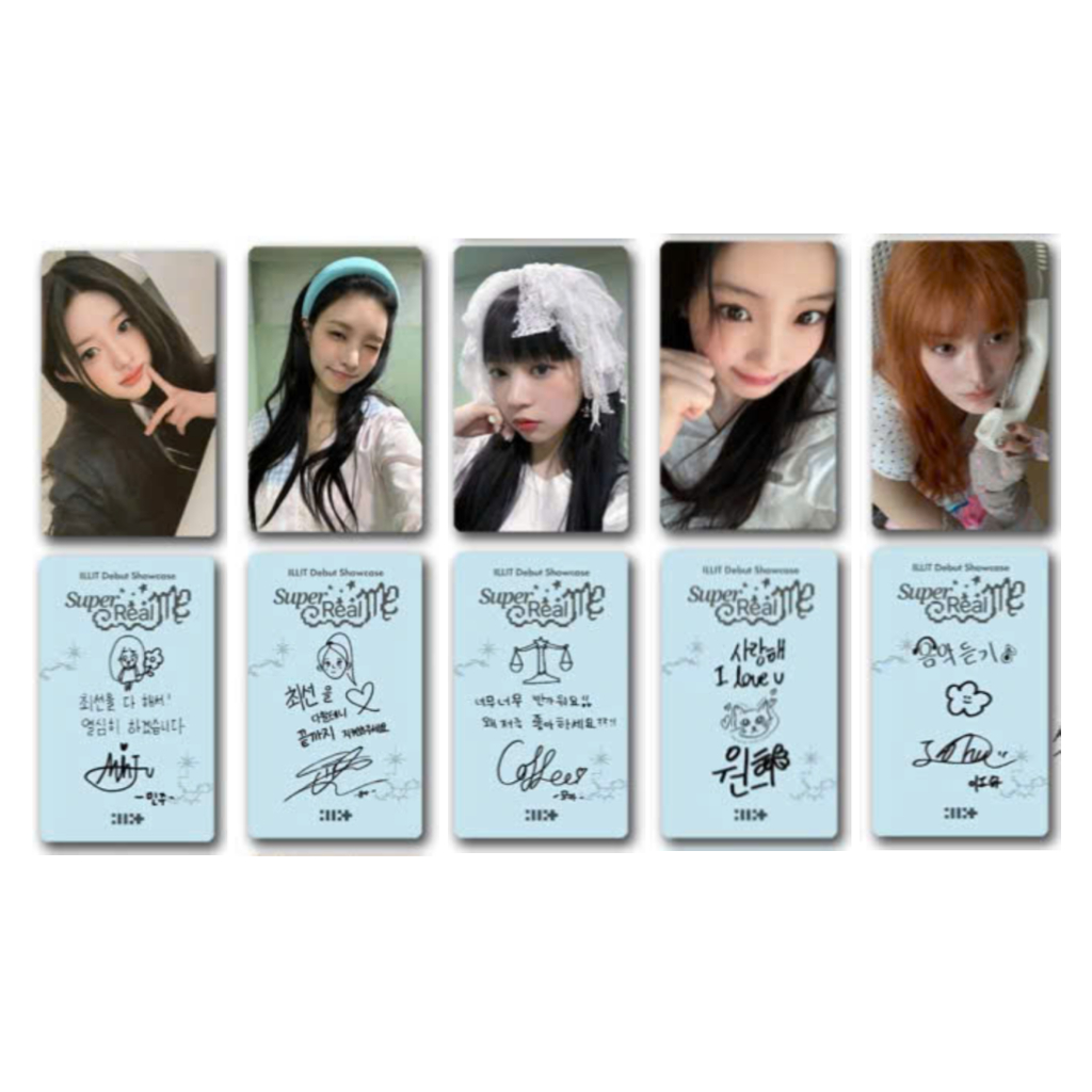 ILLIT Wonohee, Minju, Iroha, Moka, Yunah ชุดการ์ดพร้อมลายเซ็น