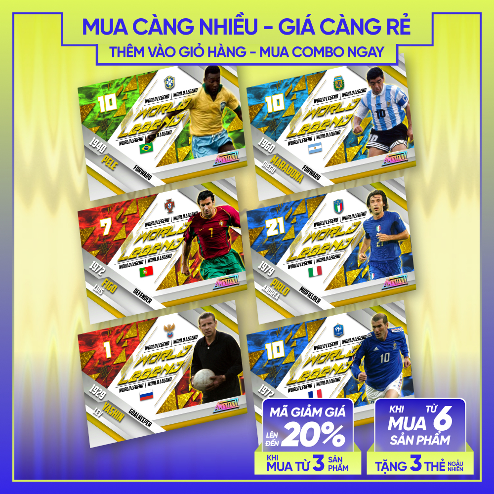 20-21 ตํานานโลก | การ์ดนักฟุตบอล SKYLLECTA | Pele Marradona Beckham Carlos Zidane Ronaldo Yashin Kak