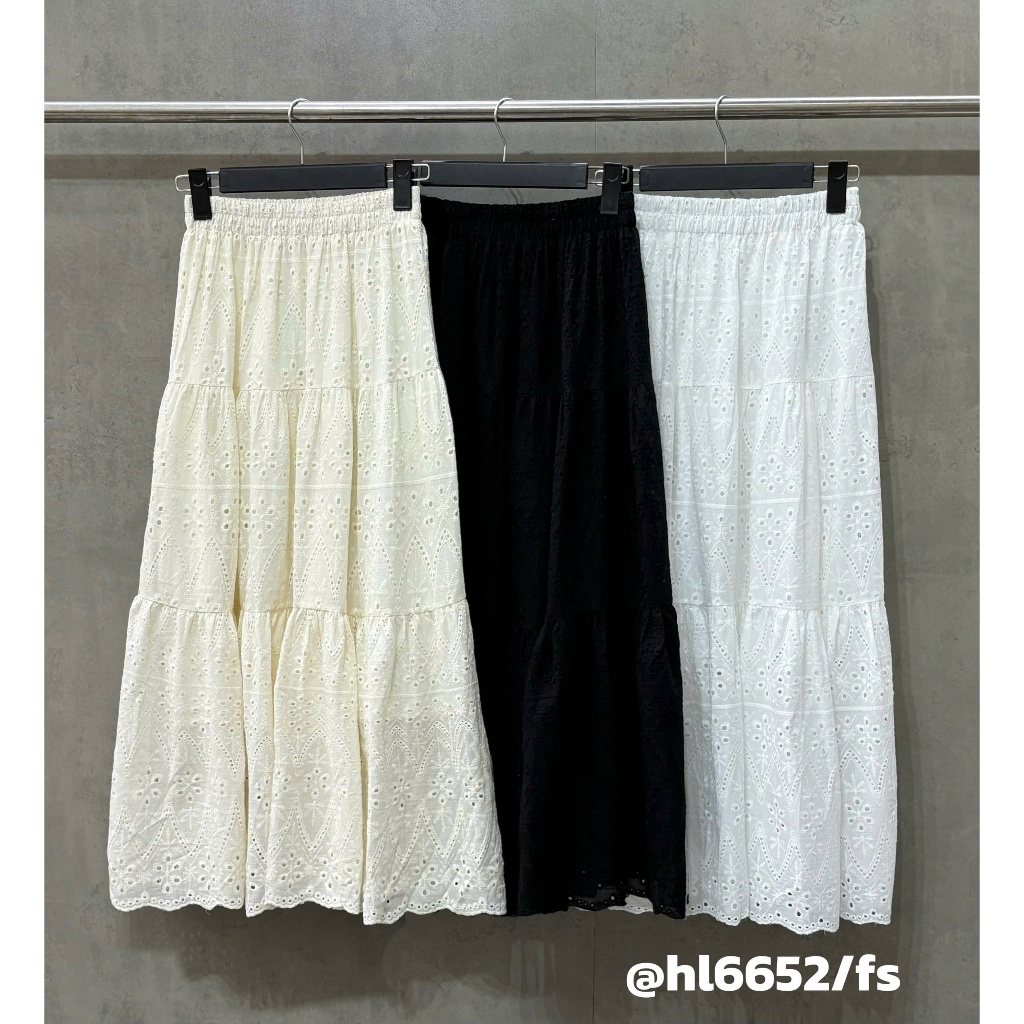 กระโปรงข้อเท้าซิกแซกสุดสวย 6652 สินค้า QC ฟรีไซส์