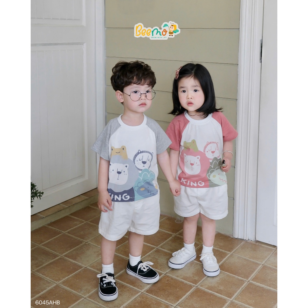 CUTE LION PRINTED SLEEVED RAGLAN SHIRT คอตตอนเนื้อนุ่ม 6045AHB