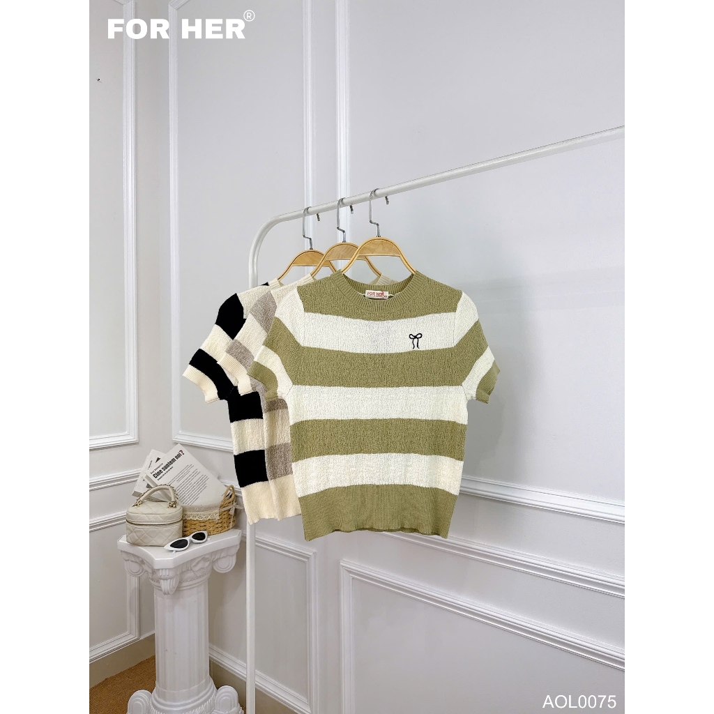 เสื้อสเวตเตอร์ลายทาง FORHER - AOL00751 AOL00752 AOL00753