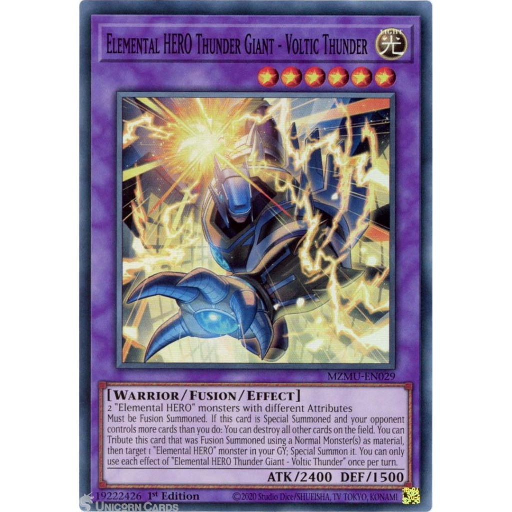 [KW2 Yugioh]* [EN-UK] การ์ด MZMU-EN029 Elemental HERO Thunder Giant - Voltic Thunder : Super Rare 1st Edition