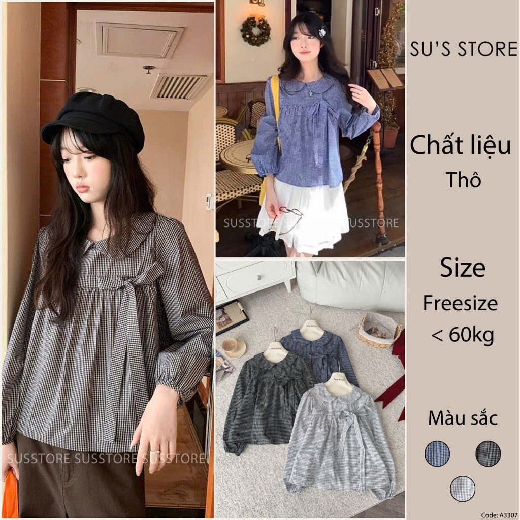 Babydoll เสื้อ Lotus Collar Bow อกหยาบติดกระดุมกลับ 61424 A3307 Su Chang แฟชั่นผู้หญิง
