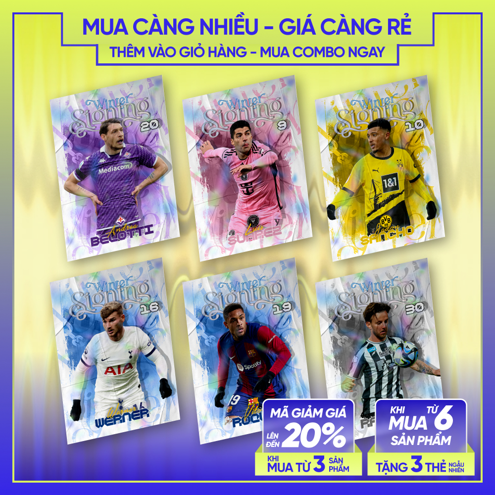 ป้ายฤดูหนาว 23-24 | การ์ดนักฟุตบอล SKYLLECTA | Luis Suárez Sancho Henderson Matic Dier Maldini Rakit