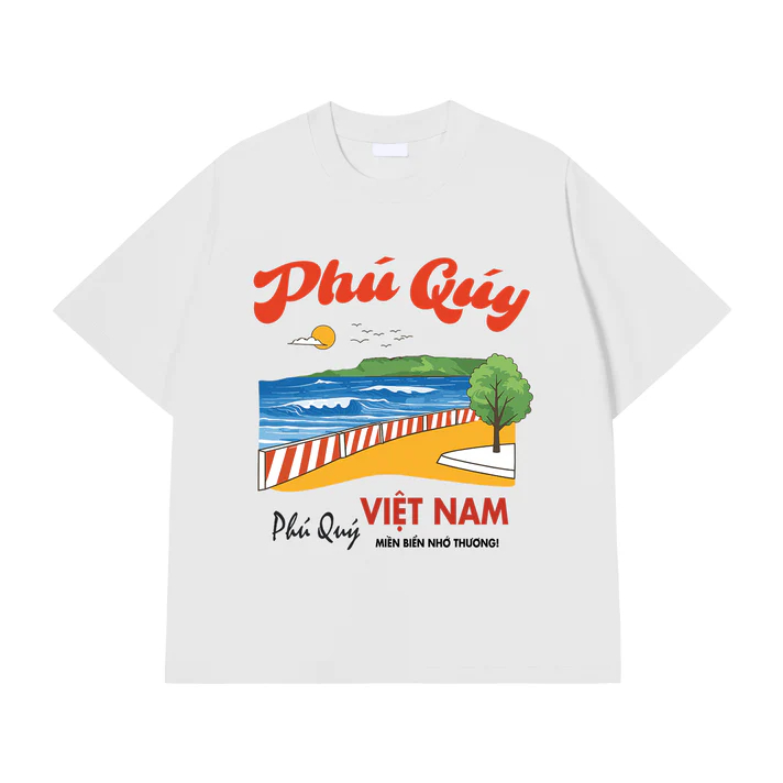 เสื้อยืดผู้ชายและผู้หญิง Unisex แบบกลาง สําหรับการเดินทางภู Quy เสื้อยืดคอกลมแขนสั้นผ้าฝ้ายนุ่มและเท